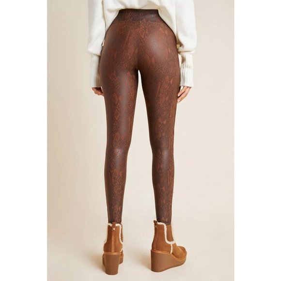NEW Spanx Snake-Printed Faux Leather Full Length Leggings Size Petite S - Picture 4 of 10